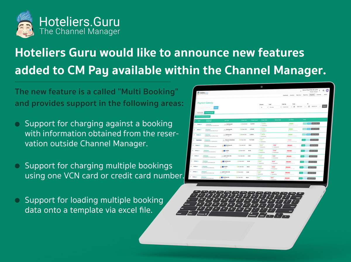 Hoteliers Guru would like to announce new features added to CM Pay available within the Channel Manager.